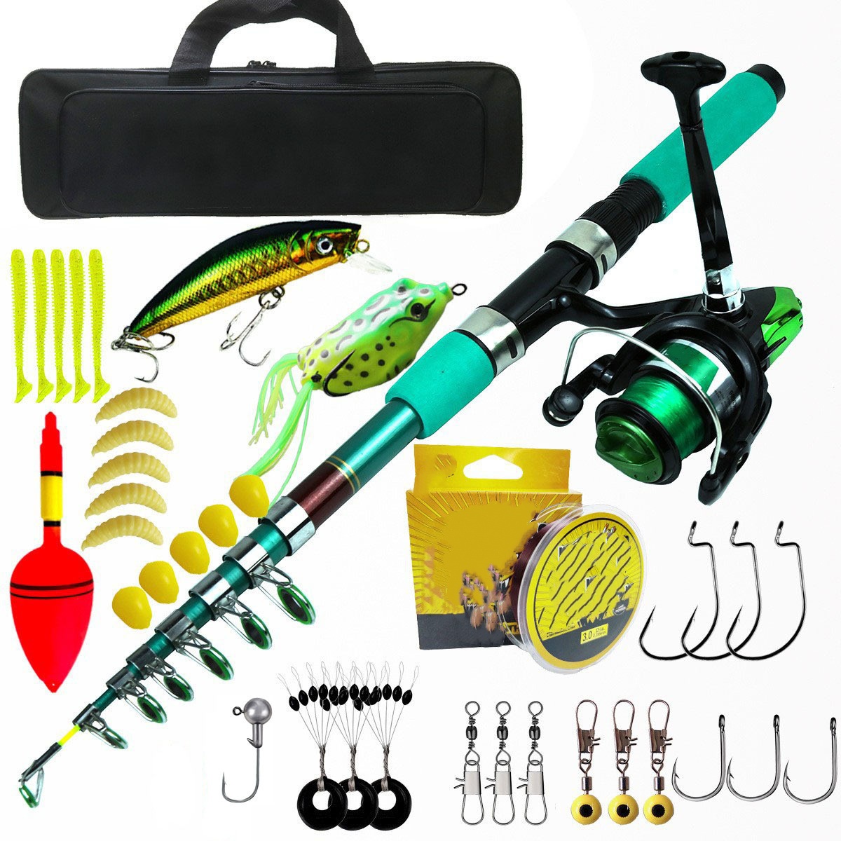 Carp Fishing Tackle - Kit de Vara de Pesca Telescópica